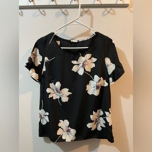 Women’s Blouse Size Small - Black w/ white flowers